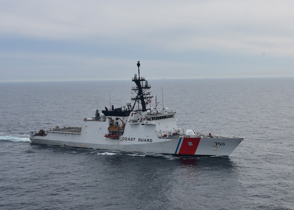 CGC Bertholf patrols the Yellow Sea during a Western Pacific deployment