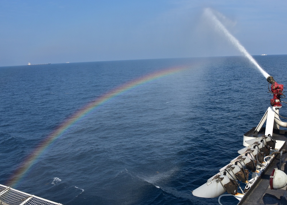 Creating rainbows in the Yellow Sea aboard CGC Bertholf