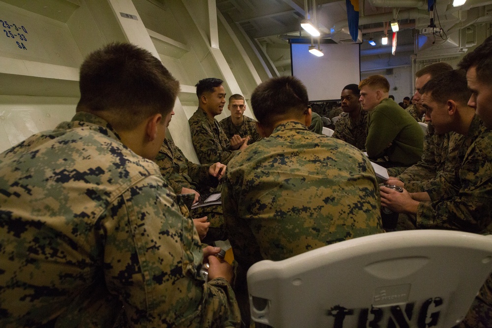 Junior Marines complete professional military education aboard USS Wasp