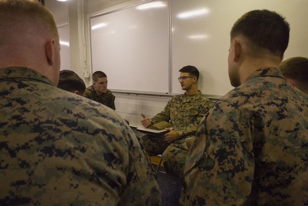 Junior Marines complete professional military education aboard USS Wasp