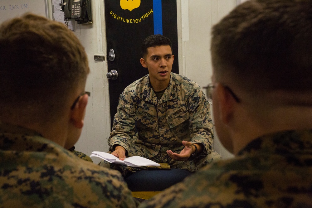 Junior Marines complete professional military education aboard USS Wasp