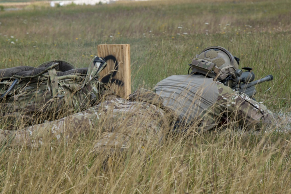 A Czech sniper takes aim during stress shoot.