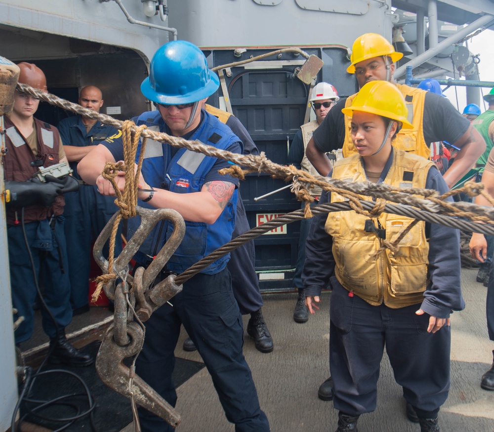 USS Leyte Gulf Conducts a RAS with USNS Arctic