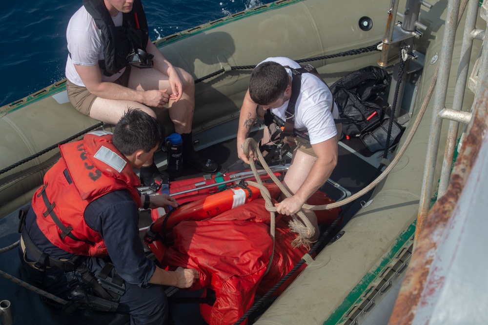 USS Leyte Gulf Conducts Boat Operations