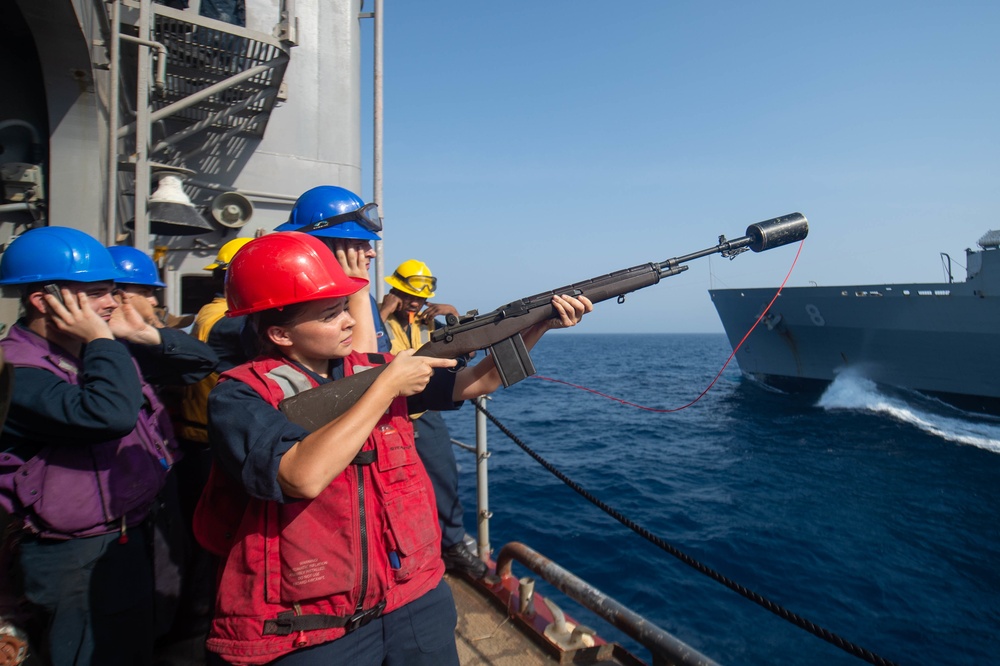 USS Leyte Gulf Conducts a RAS with USNS Arctic