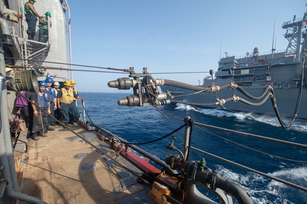 USS Leyte Gulf Conducts a RAS with USNS Arctic