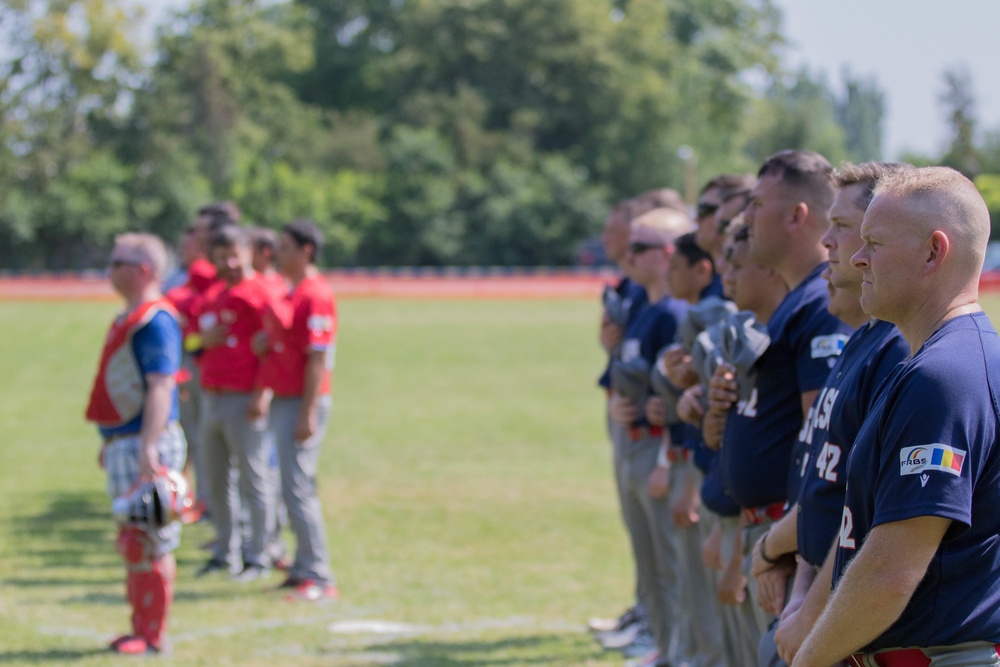 Soldiers participate in international baseball game