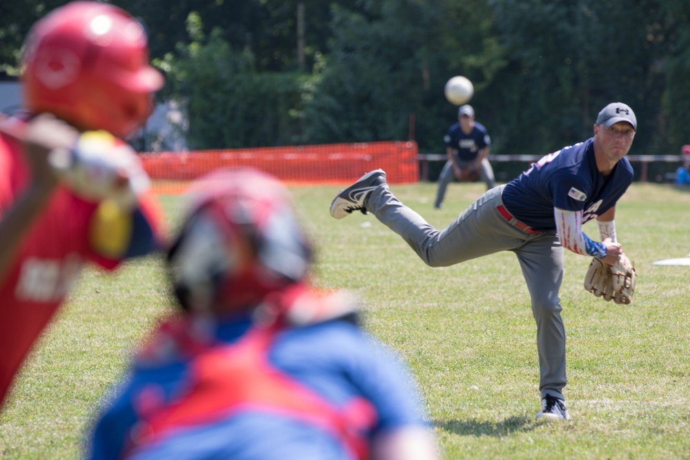 Soldiers participate in international baseball game