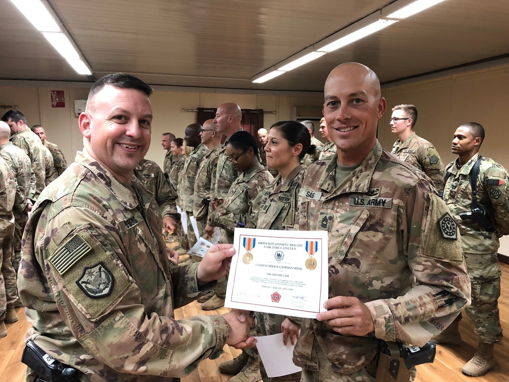 108th Sustainment Brigade Operation Inherent Resolve Campaign Medal Ceremony