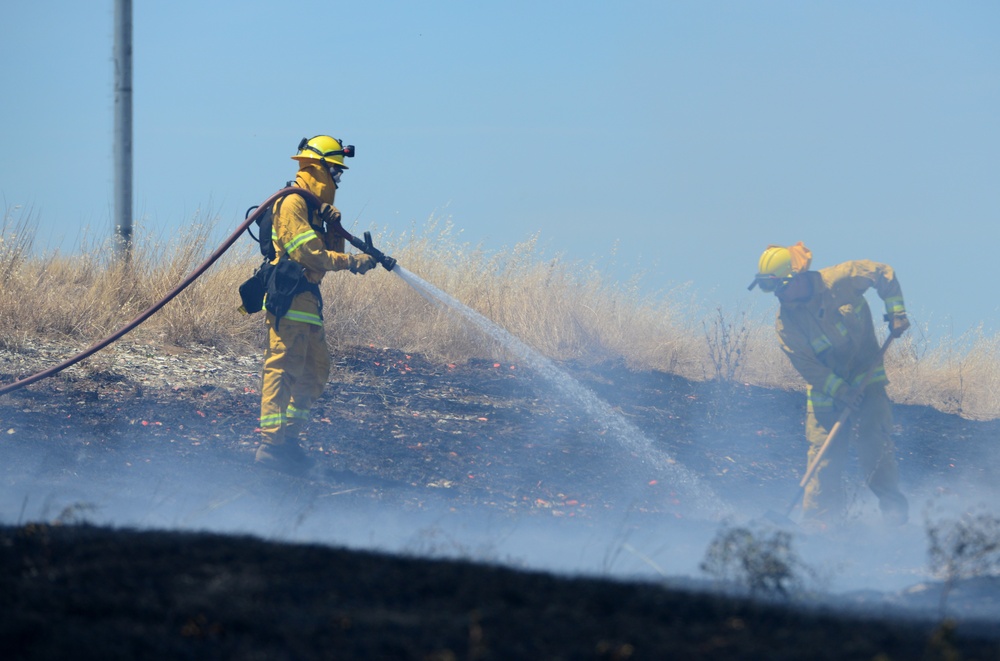 9th Civil Engineer Squadron fire department extinguish fire