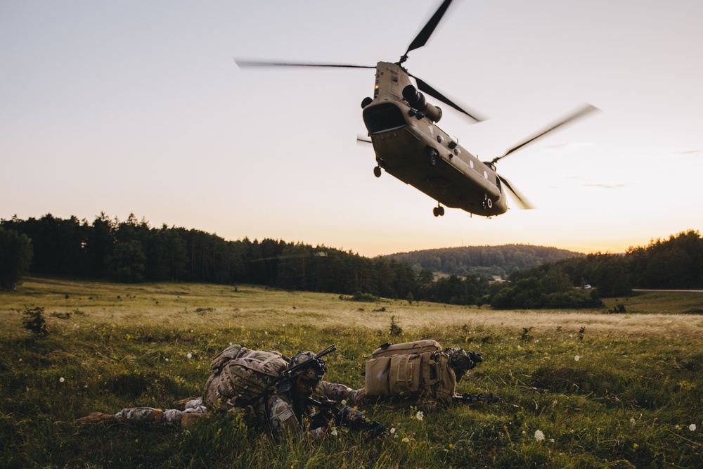 U.S. Army paratroopers conduct air assault