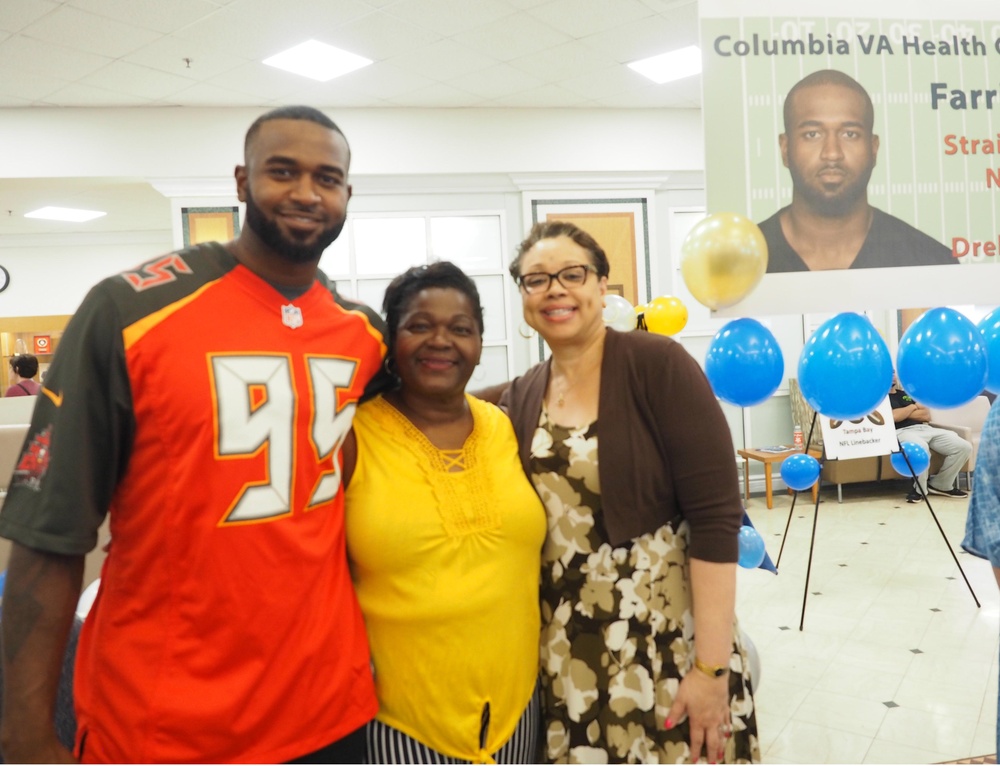 Columbia VAHCS welcomes local NFL player in partnership with Veteran Service Organization