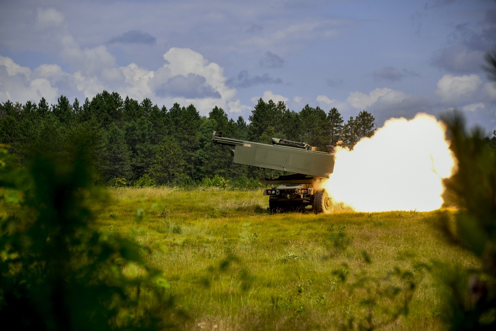 1-182 FA's High Mobility Artillery Rocket #1 - Back Blast!