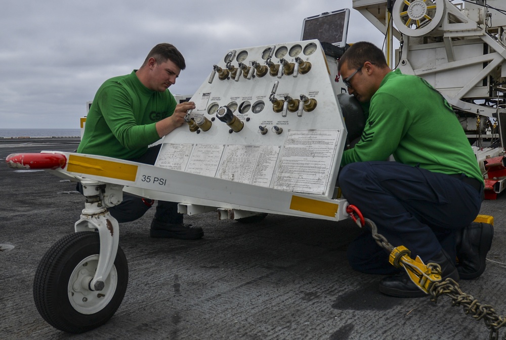 Nimitz Sailors Perform Maintenance On Nitrogen Cart
