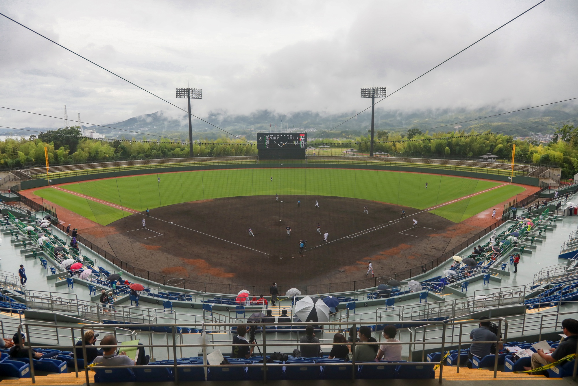The USA Collegiate Baseball Team plays Japan in the 2019 Japan-USA Collegiate Baseball Championship Series. Photo by Cpl. Stephen Campbell, U.S. Marine Corps, via DVIDS (public domain).