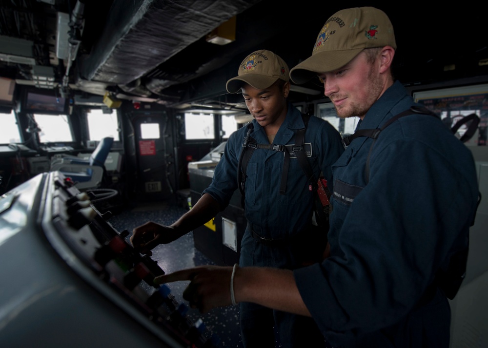 Bridge Operations Aboard USS Harpers Ferry