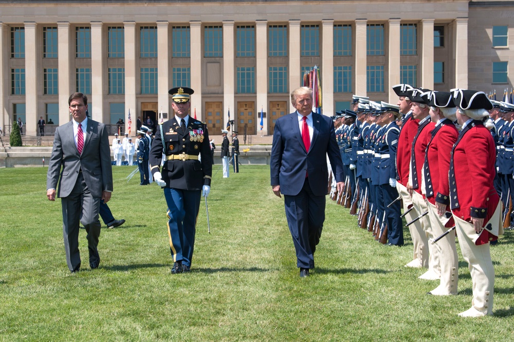 Trump, Pence Welcome Esper in Full Honors Welcome Ceremony