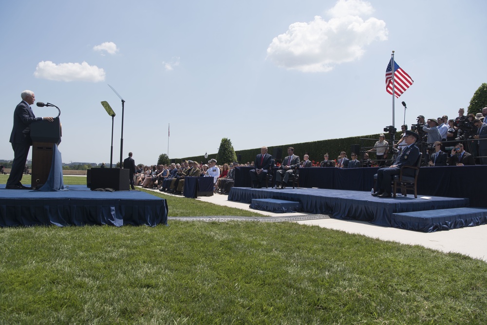 Trump, Pence Welcome Esper in Full Honors Welcome Ceremony