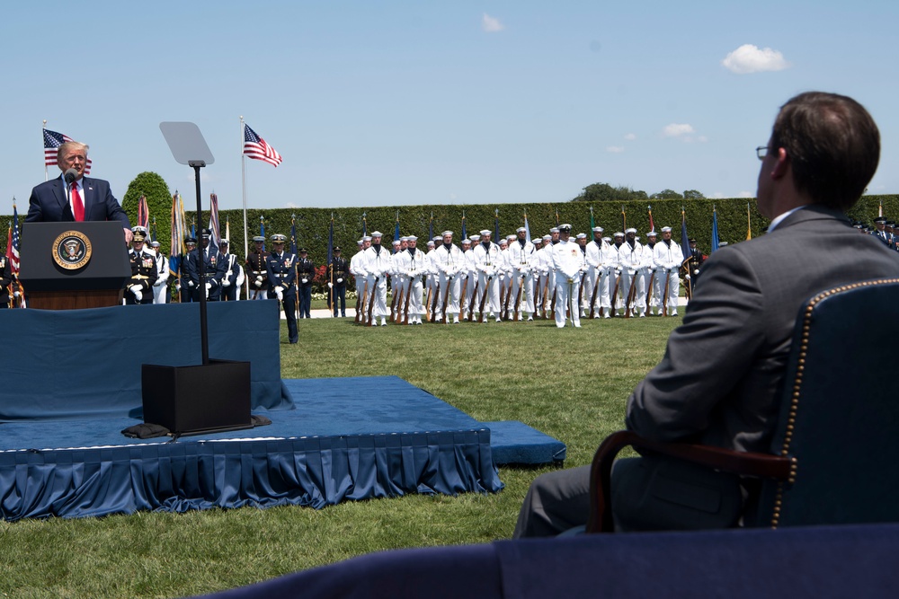 Trump, Pence Welcome Esper in Full Honors Welcome Ceremony