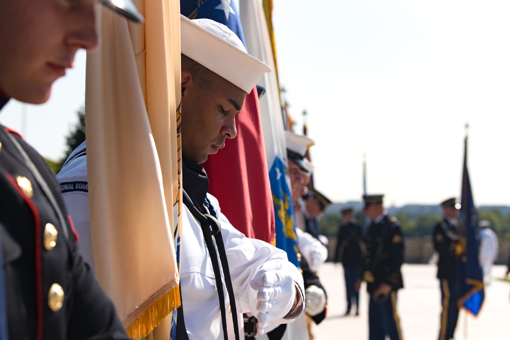 POTUS and VPOTUS participate in a welcome ceremony for SD Esper