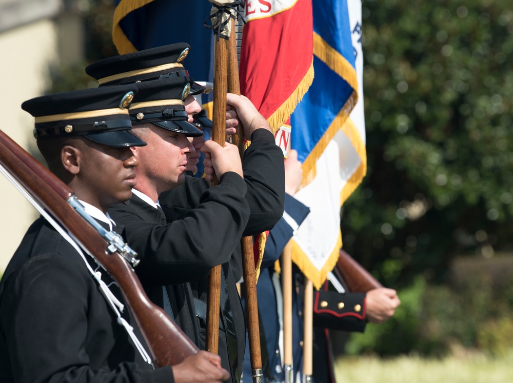 POTUS and VPOTUS participate in a welcome ceremony for SD Esper