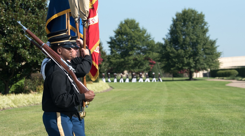 POTUS and VPOTUS participate in a welcome ceremony for SD Esper