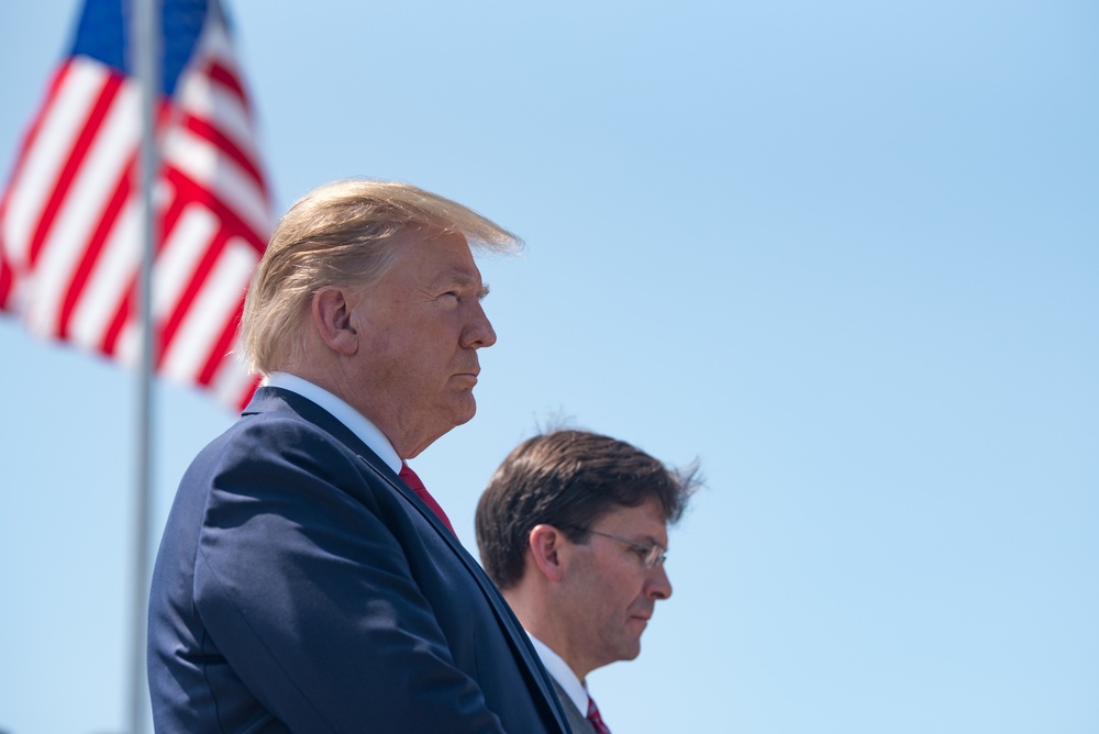 POTUS and VPOTUS participate in a welcome ceremony for SD Esper