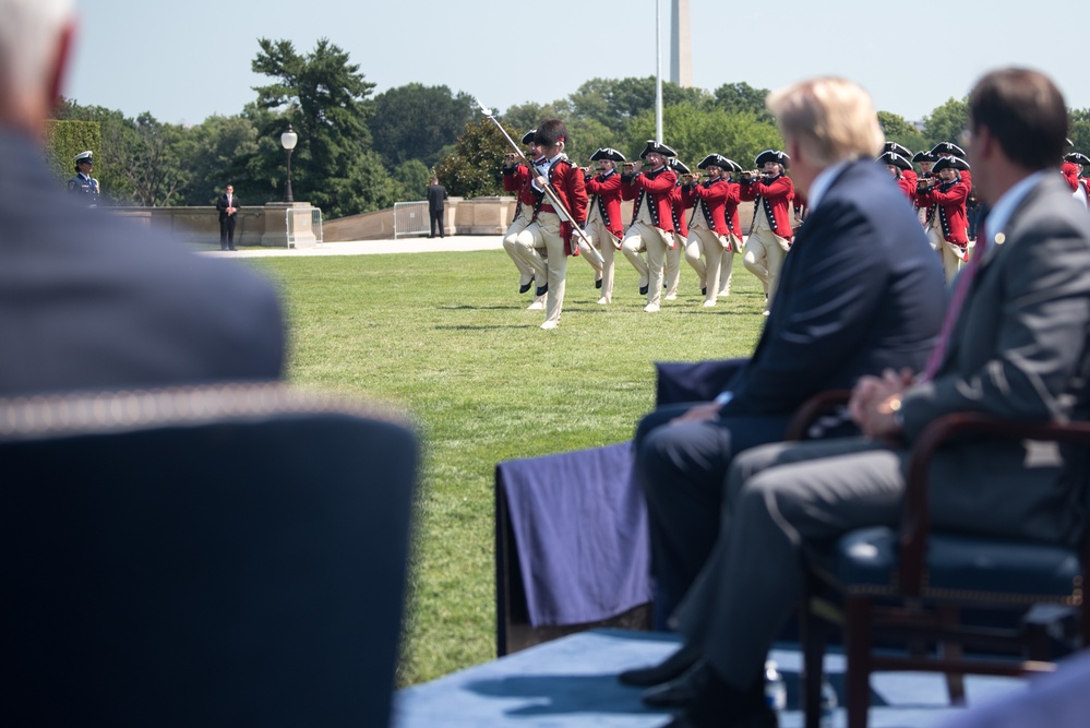 POTUS and VPOTUS participate in a welcome ceremony for SD Esper