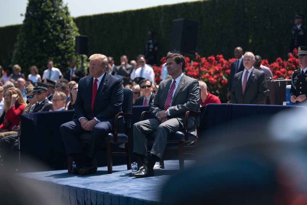 POTUS and VPOTUS participate in a welcome ceremony for SD Esper