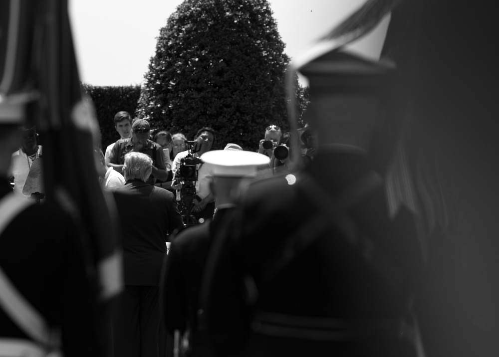 POTUS and VPOTUS participate in a welcome ceremony for SD Esper