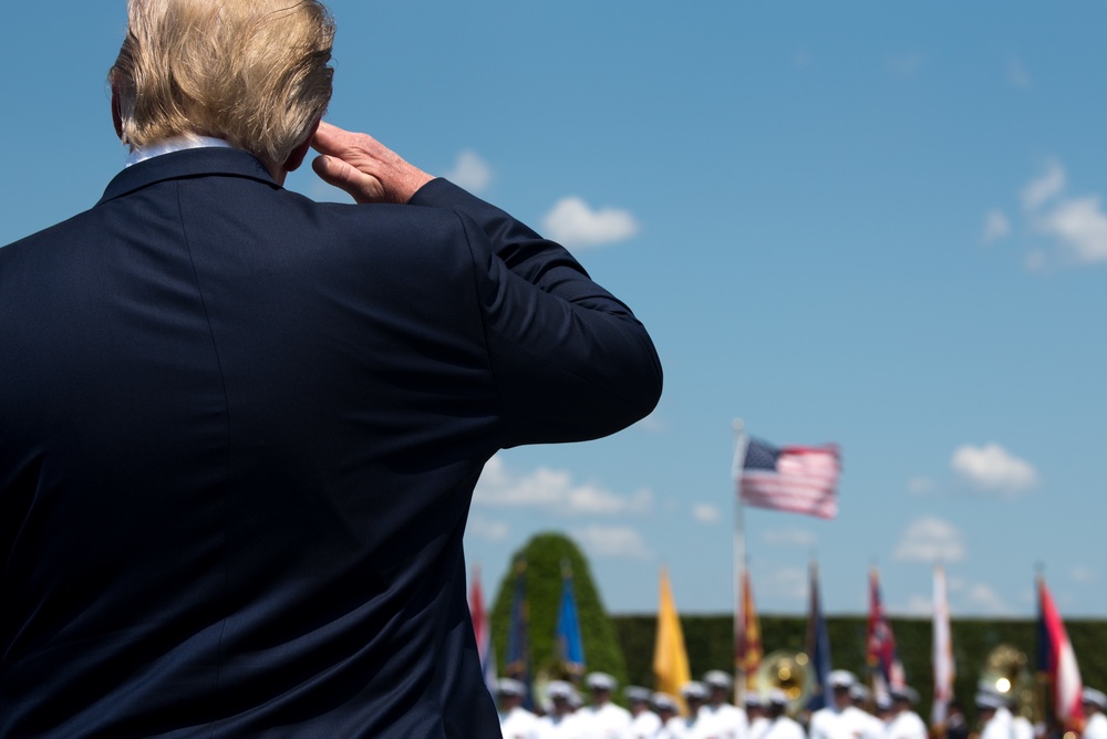 POTUS and VPOTUS participate in a welcome ceremony for SD Esper