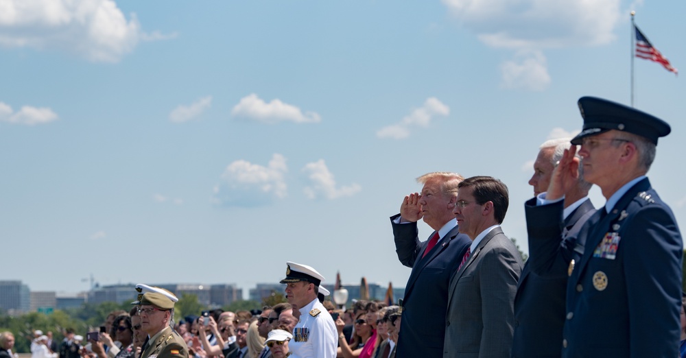 POTUS and VPOTUS participate in a welcome ceremony for SD Esper