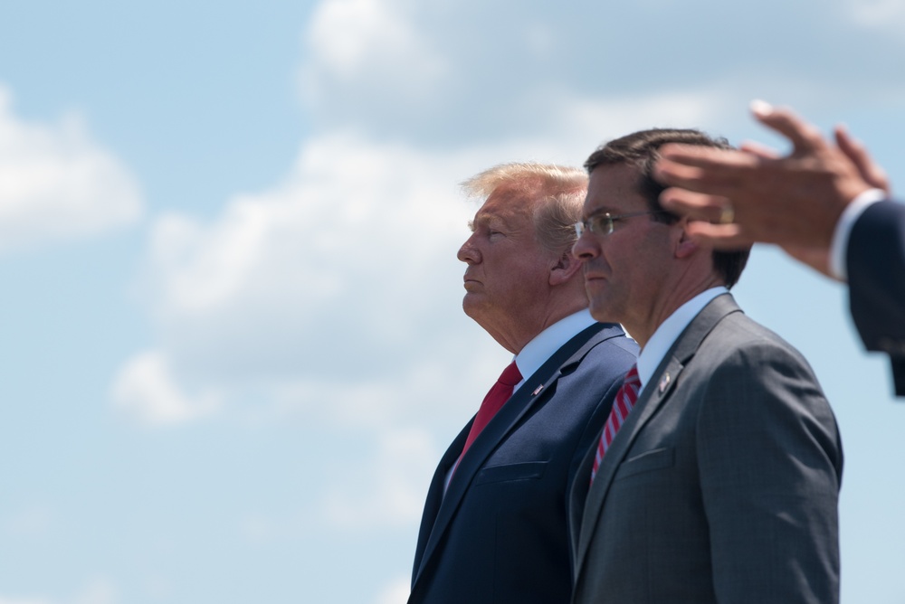 POTUS and VPOTUS participate in a welcome ceremony for SD Esper