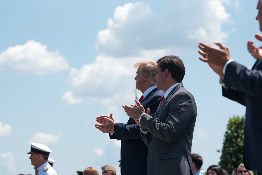 POTUS and VPOTUS participate in a welcome ceremony for SD Esper