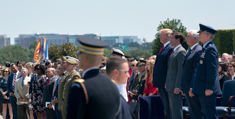 POTUS and VPOTUS participate in a welcome ceremony for SD Esper