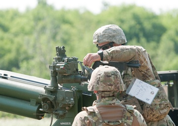 2nd Battalion 122nd Field Artillery Regiment prepare to fire