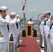 Sailors at attention at during the National Anthem