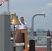 Former VFA-37 Commanding Officer speaks during a commissioning ceremony