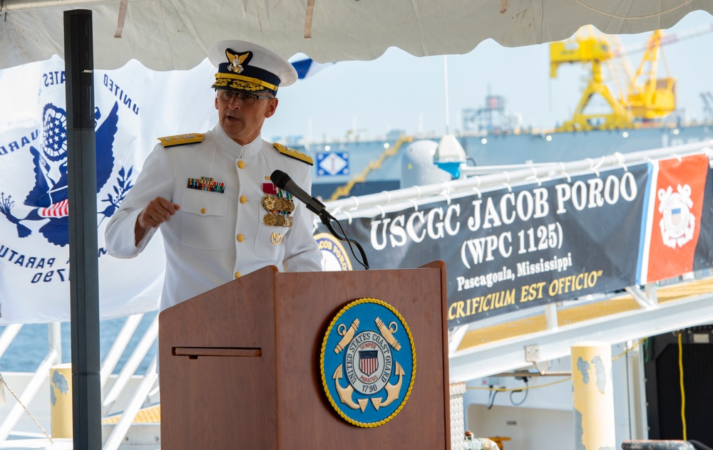 Coast Guard Cutter Jacob Poroo holds change of command ceremony