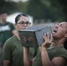 Marine Corps officer candidates run a Combat Fitness Test