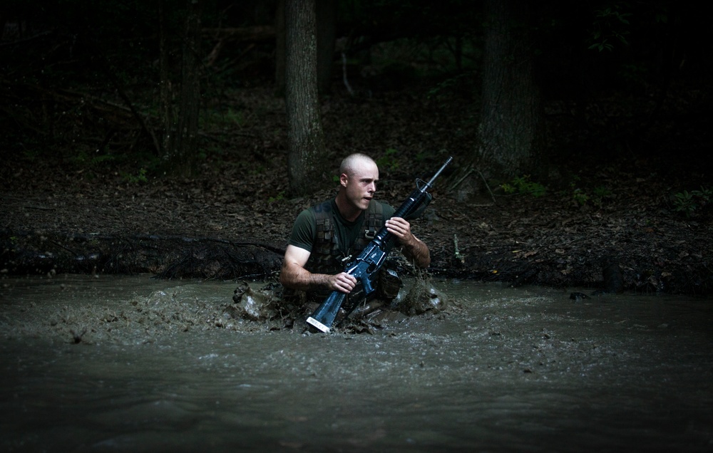 Marine Corps officer candidates get tested during the Endurance Course