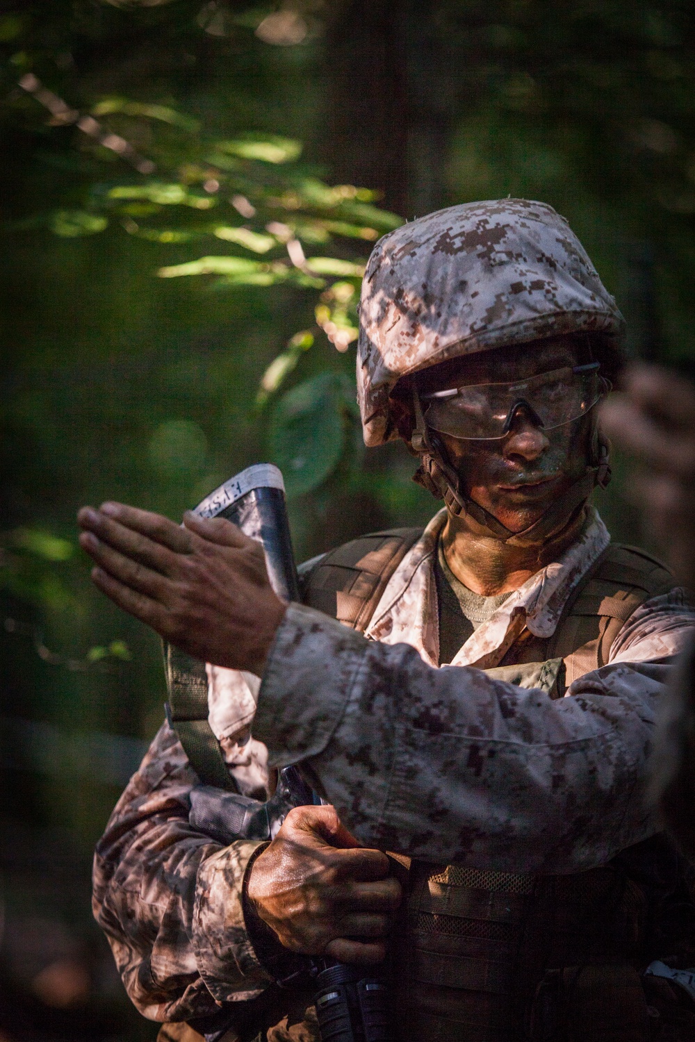 Marine Corps officer candidates conduct a field exercise