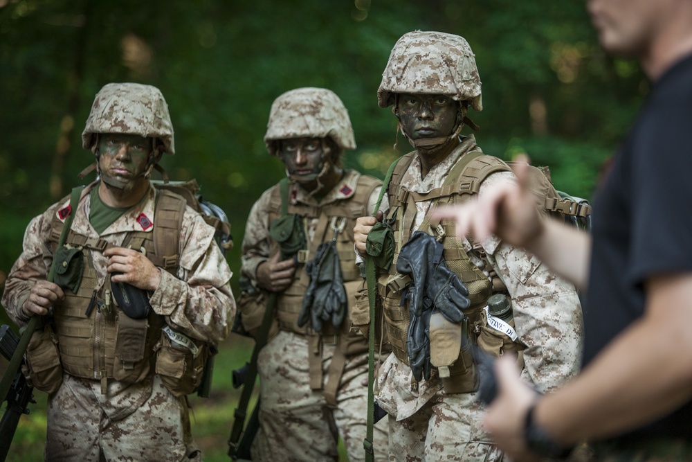 Marine Corps officer candidates conduct a field exercise