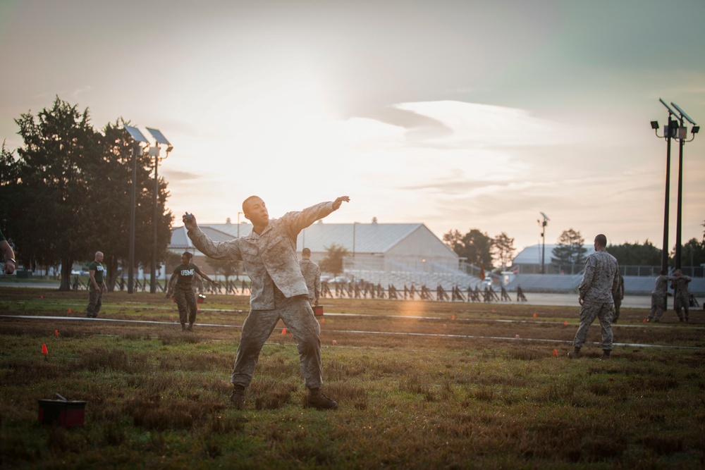 Marine Corps officer candidates get evaluated on the Combat Fitness Test