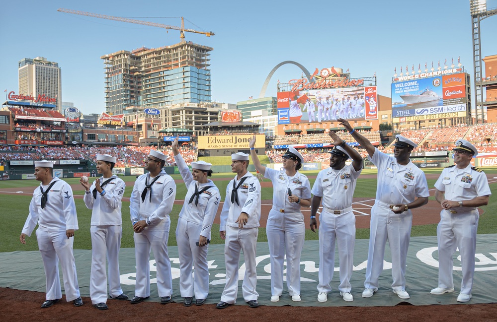 USS St. Louis Sailors at Busch Stadium
