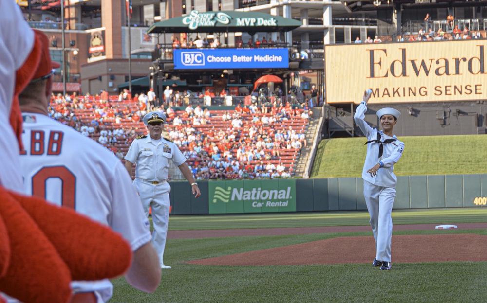 USS St. Louis Sailors at Busch Stadium