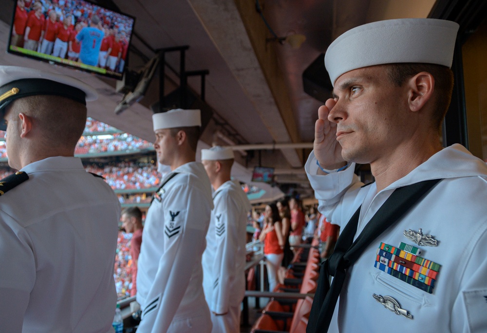 USS St. Louis Sailors at Busch Stadium