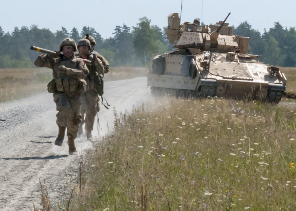 The 3rd Battalion 66th Armor Regiment and 1st Engineer Battalion of the 1st Armored Brigade Combat Team, 1st Infantry Division, conducted combined arms breach exercises