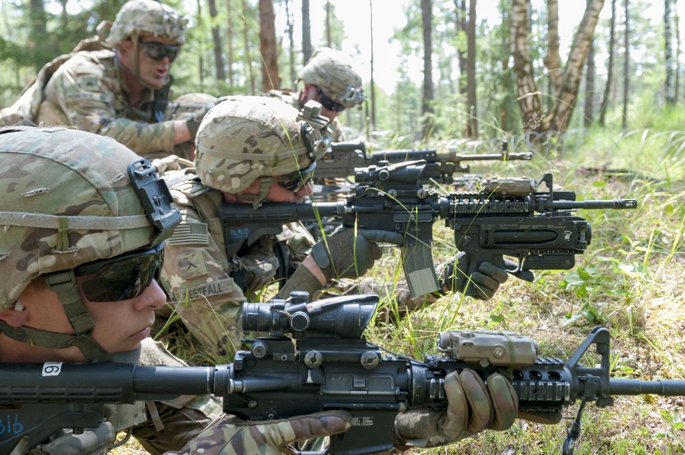 The 3rd Battalion 66th Armor Regiment and 1st Engineer Battalion of the 1st Armored Brigade Combat Team, 1st Infantry Division, conducted combined arms breach exercises