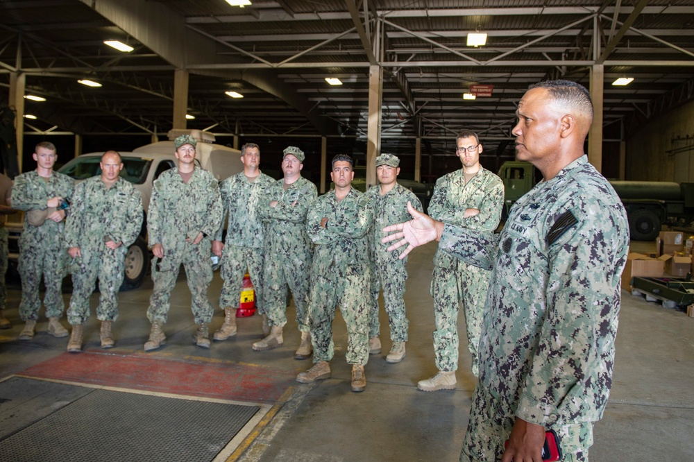 Force Master Chief Delbert Terrell Jr. visits NMCB-5